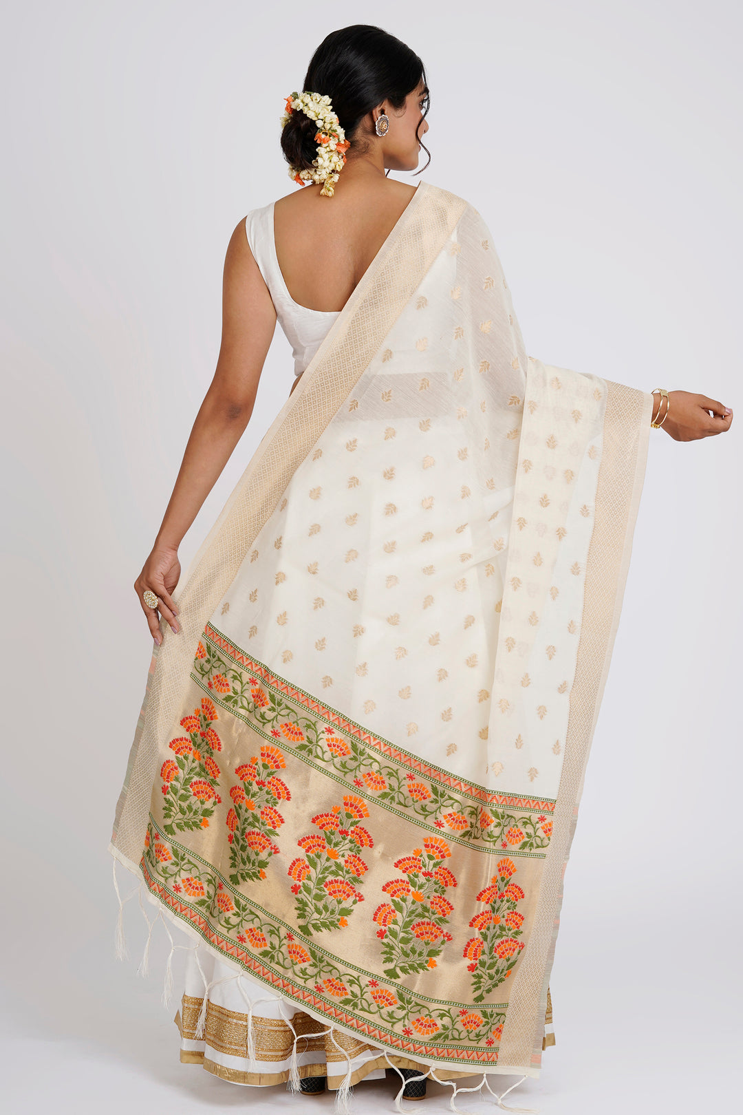 Teejh Champakali Off White Banarasi Dupatta