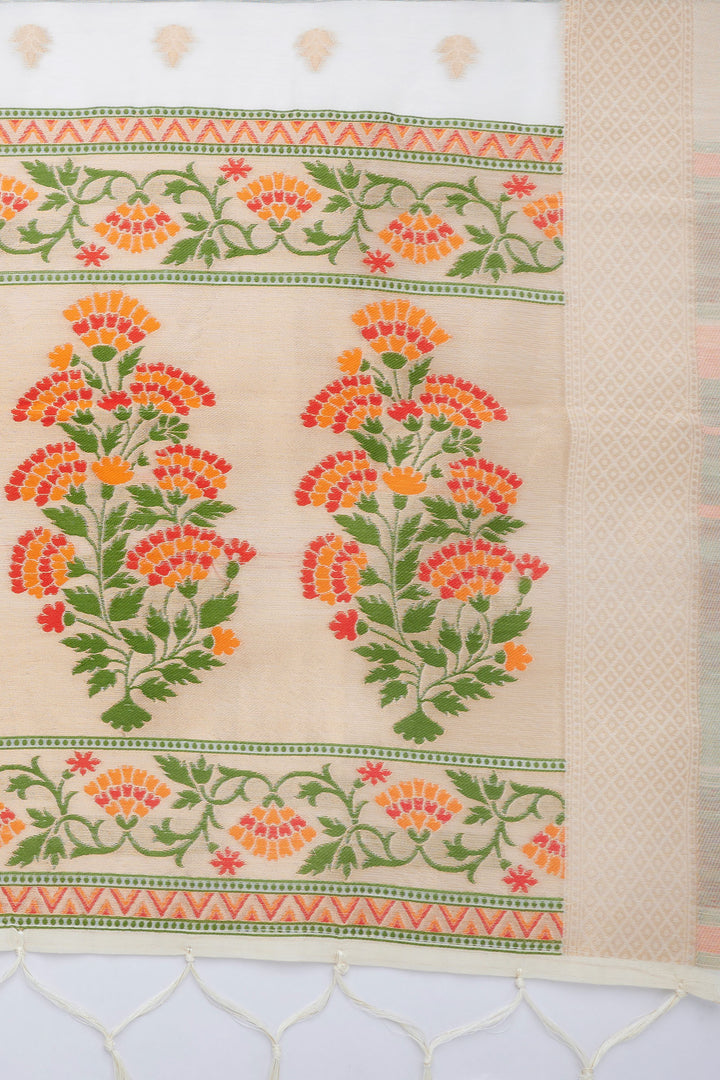 Teejh Champakali Off White Banarasi Dupatta