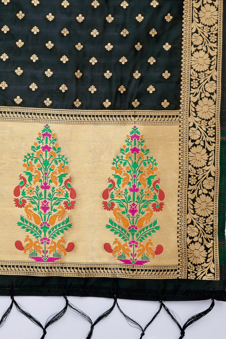 Teejh Chandra Black Banarasi Dupatta