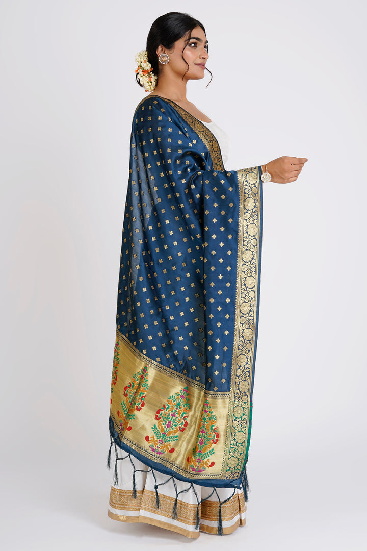 Teejh Chandra Midnight Blue Banarasi Dupatta