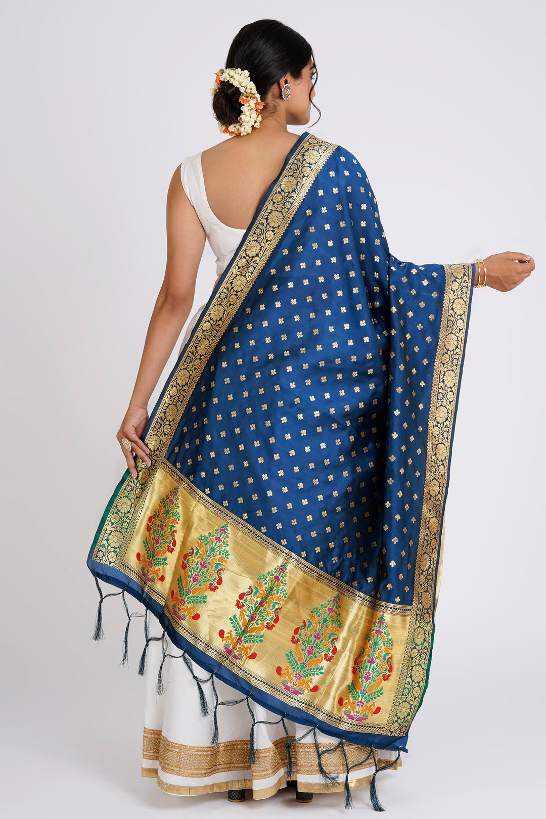 Teejh Chandra Midnight Blue Banarasi Dupatta