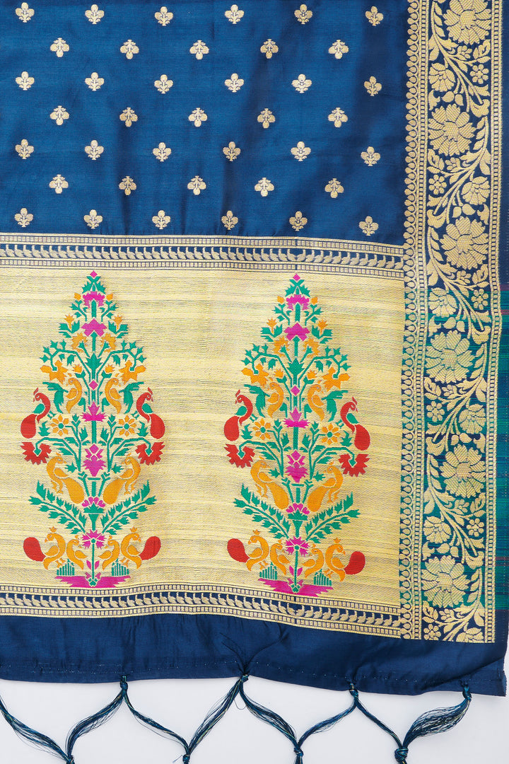 Teejh Chandra Midnight Blue Banarasi Dupatta