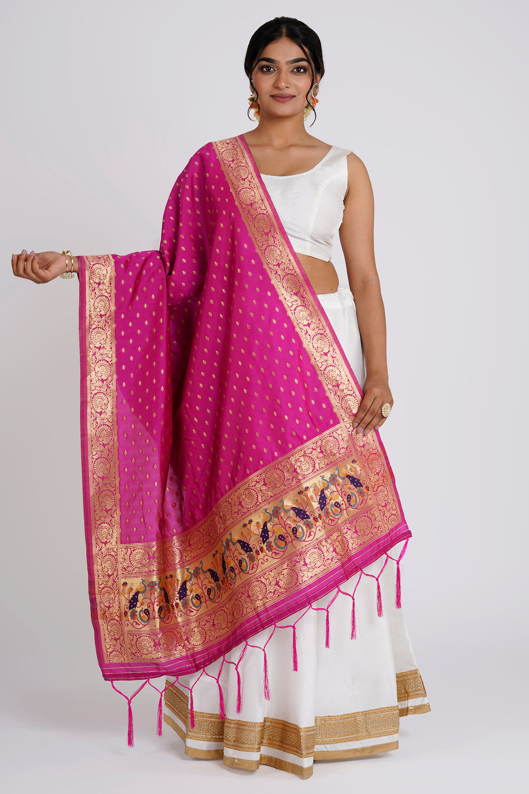 Teejh Chandira Rani Pink Banarasi Dupatta