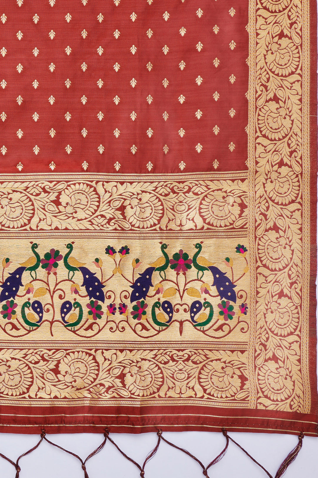 Teejh Chandira Burgundy Banarasi Dupatta