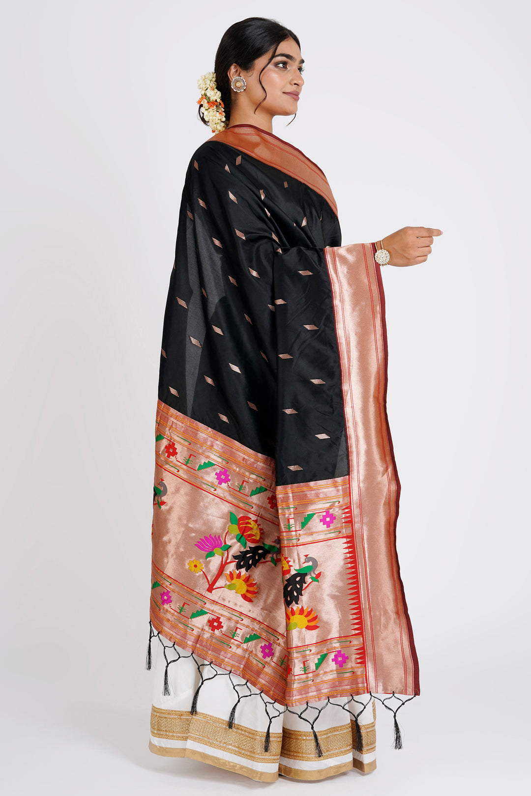 Teejh Chandrabhaga Black Banarasi Dupatta