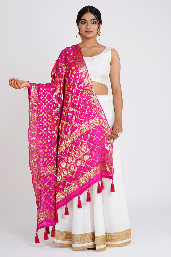 Teejh Chetna Pink Banarasi Dupatta