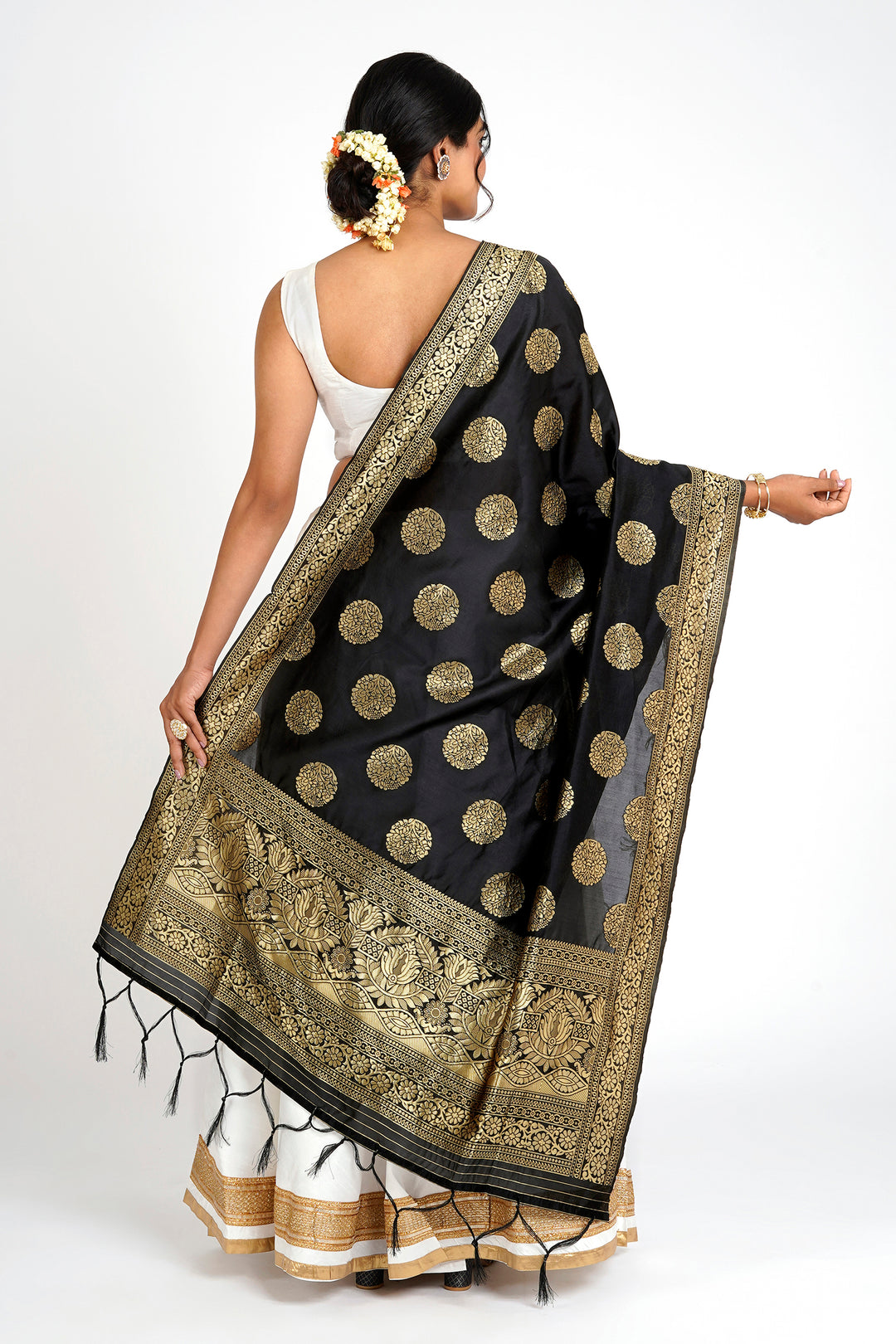 Teejh Devi Black Banarasi Dupatta