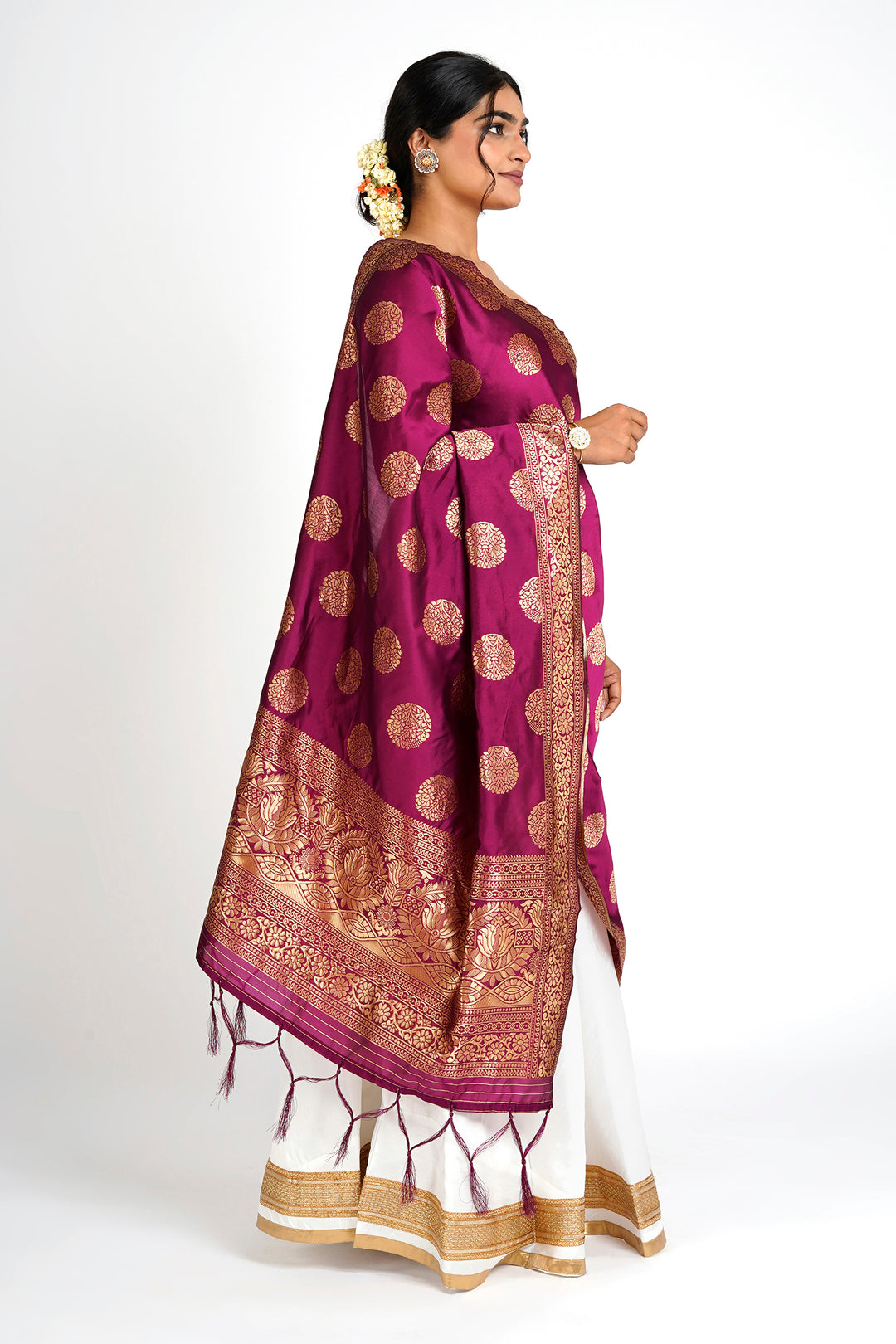 Teejh Devi Magenta Banarasi Dupatta