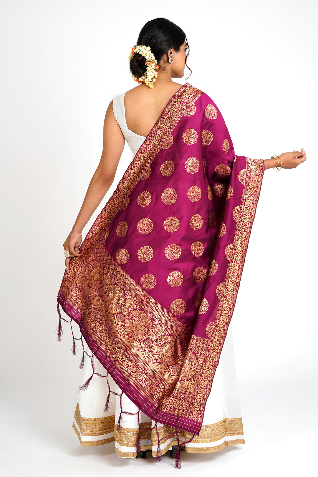 Teejh Devi Magenta Banarasi Dupatta