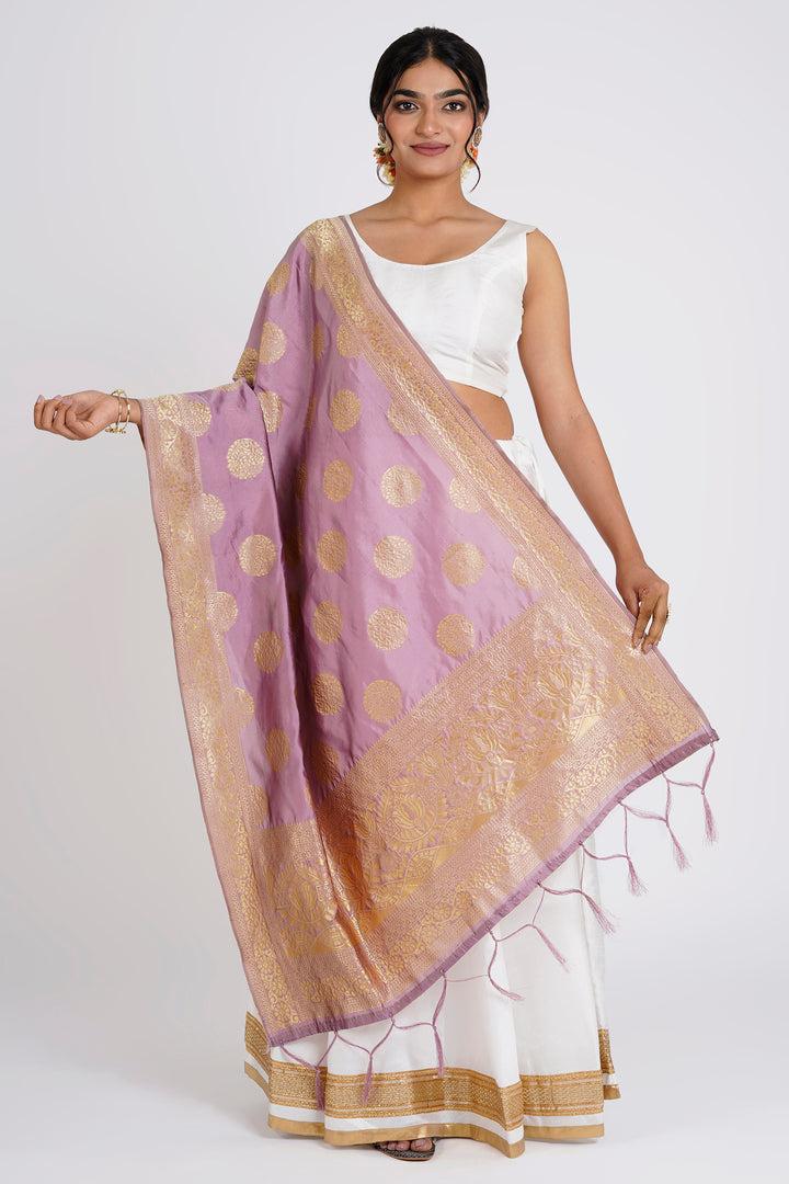 Teejh Devi Mauve Banarasi Dupatta