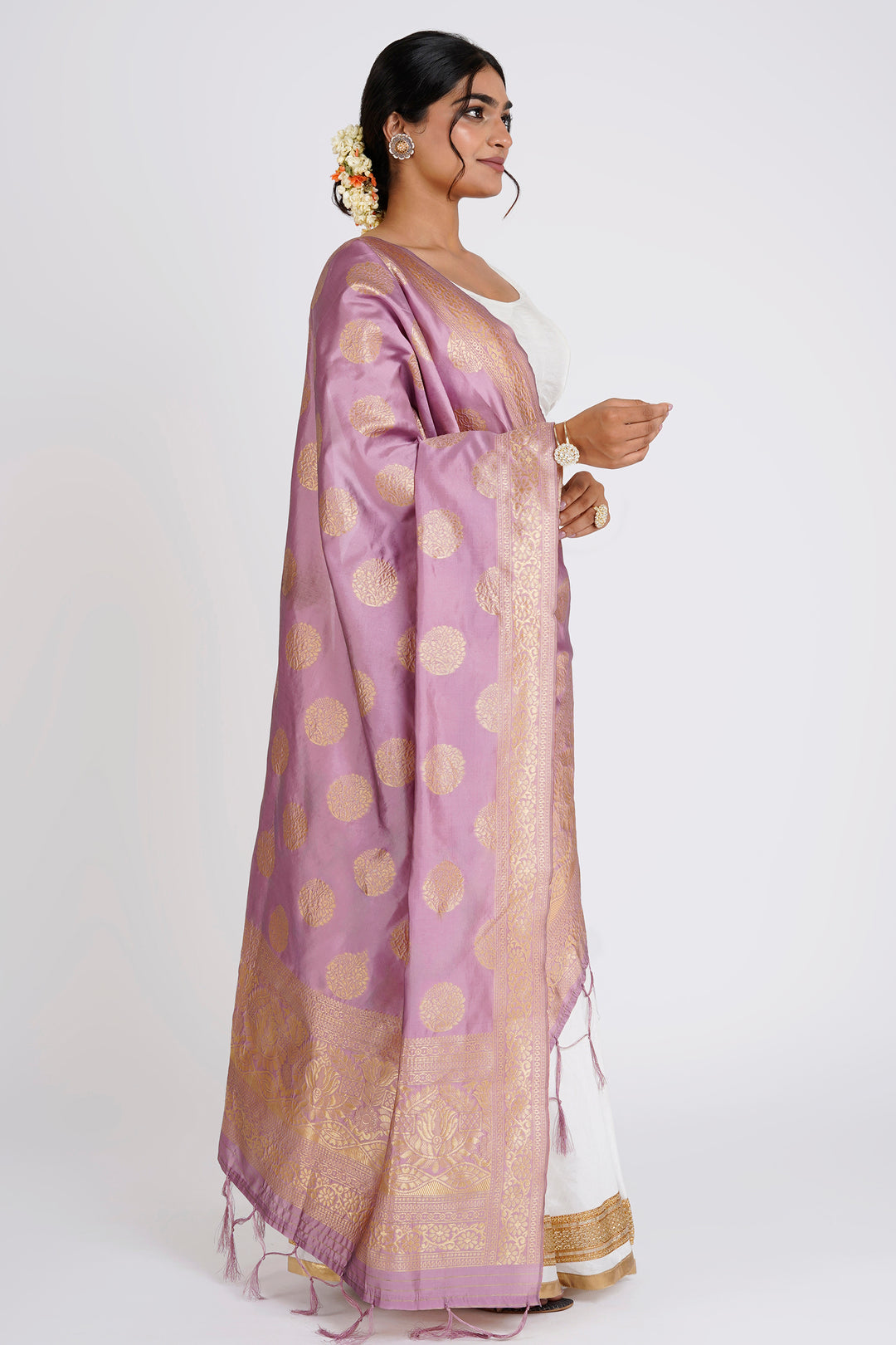 Teejh Devi Mauve Banarasi Dupatta