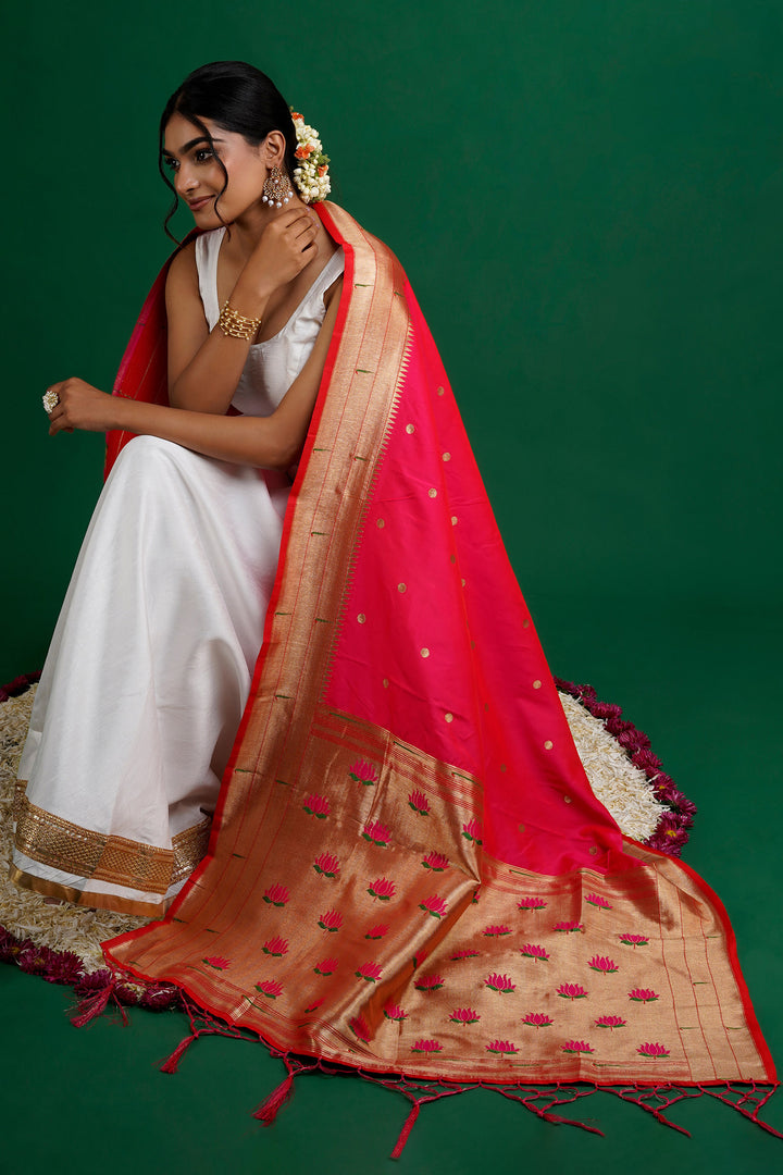 Teejh Drishti Rani Pink Banarasi Dupatta