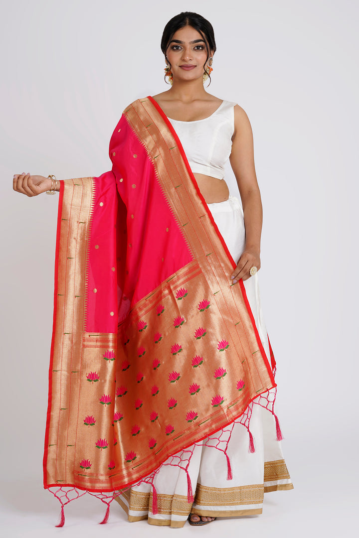 Teejh Drishti Rani Pink Banarasi Dupatta
