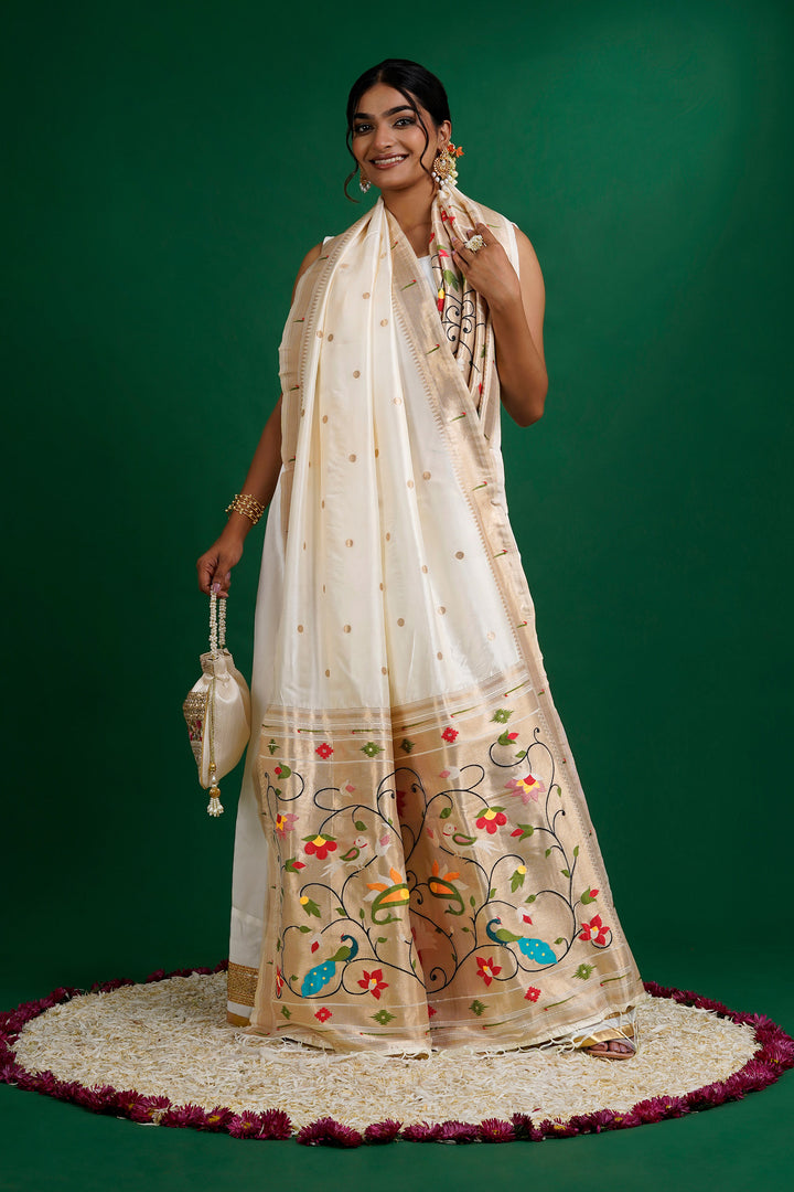 Teejh Durga Off White Banarasi Dupatta