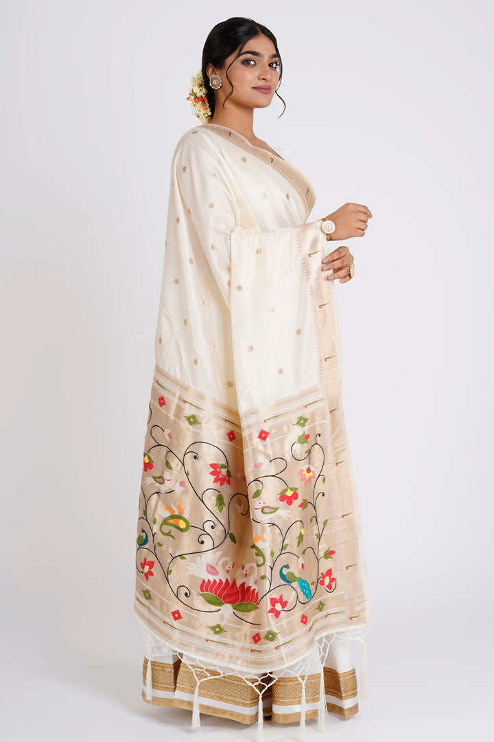 Teejh Durga Off White Banarasi Dupatta