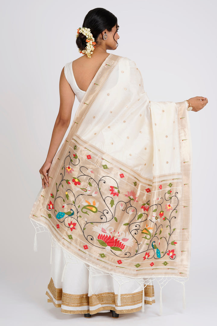 Teejh Durga Off White Banarasi Dupatta