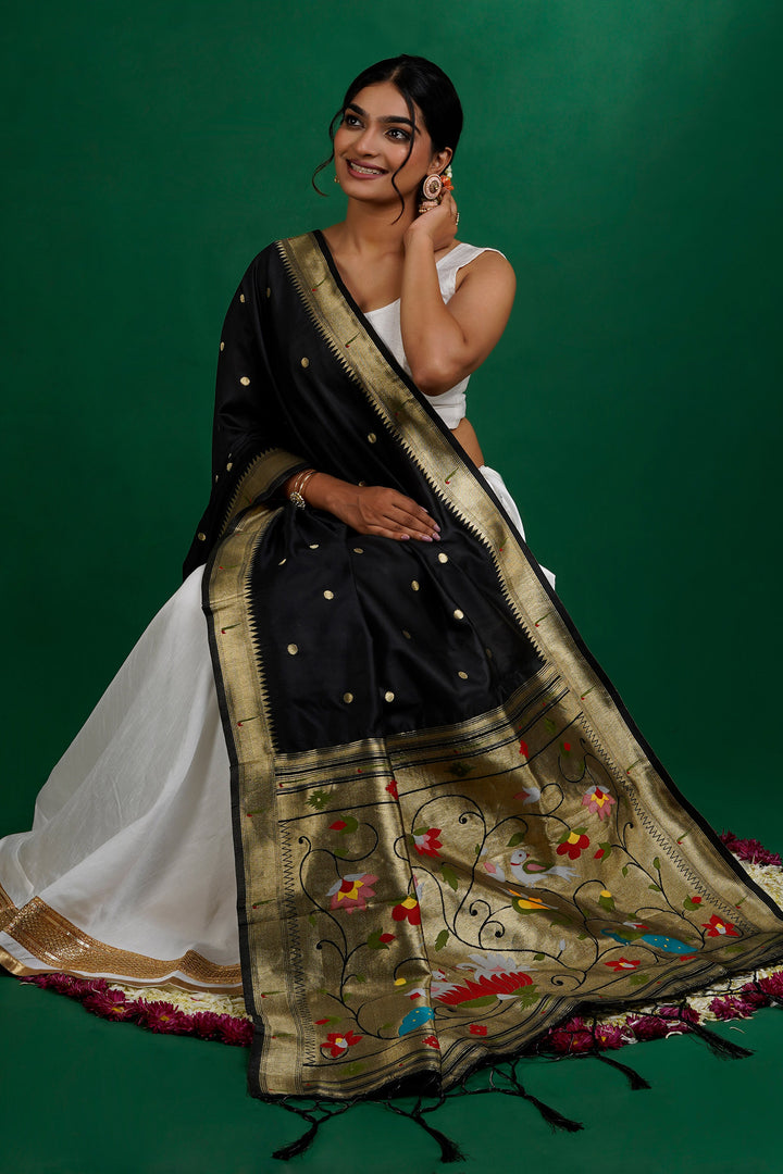 Teejh Durga Black Banarasi Dupatta