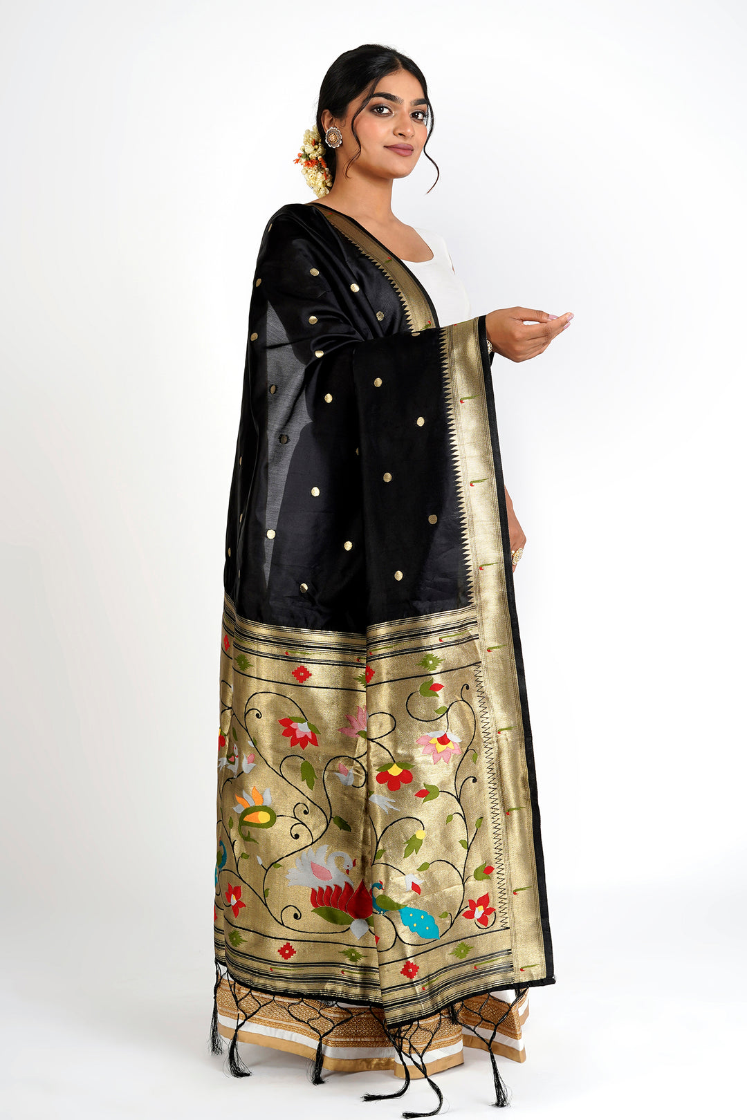 Teejh Durga Black Banarasi Dupatta