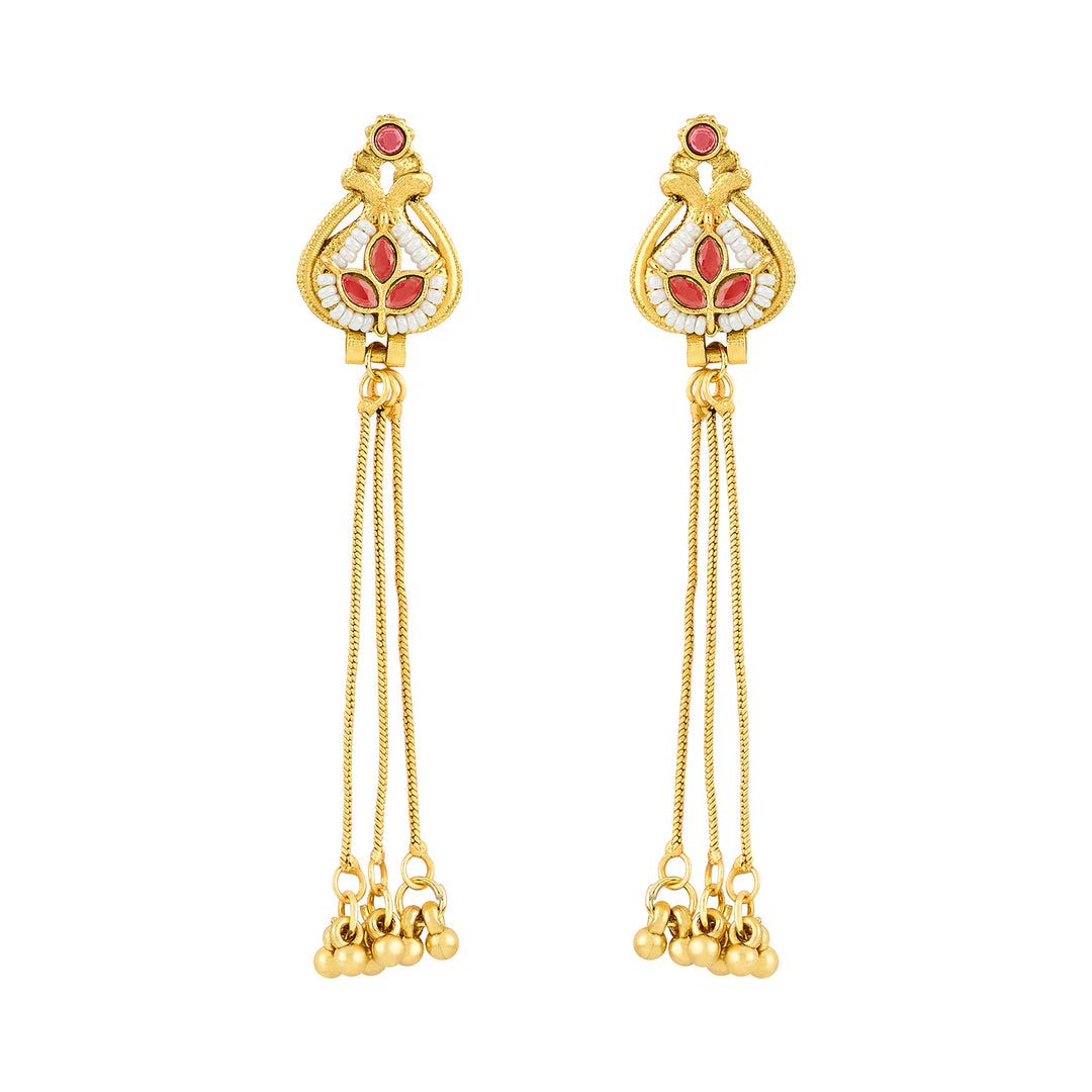 Teejh Aureya Red Stone Gold Danglers