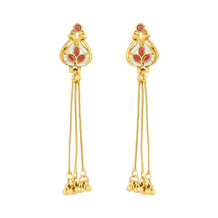 Teejh Aureya Red Stone Gold Danglers