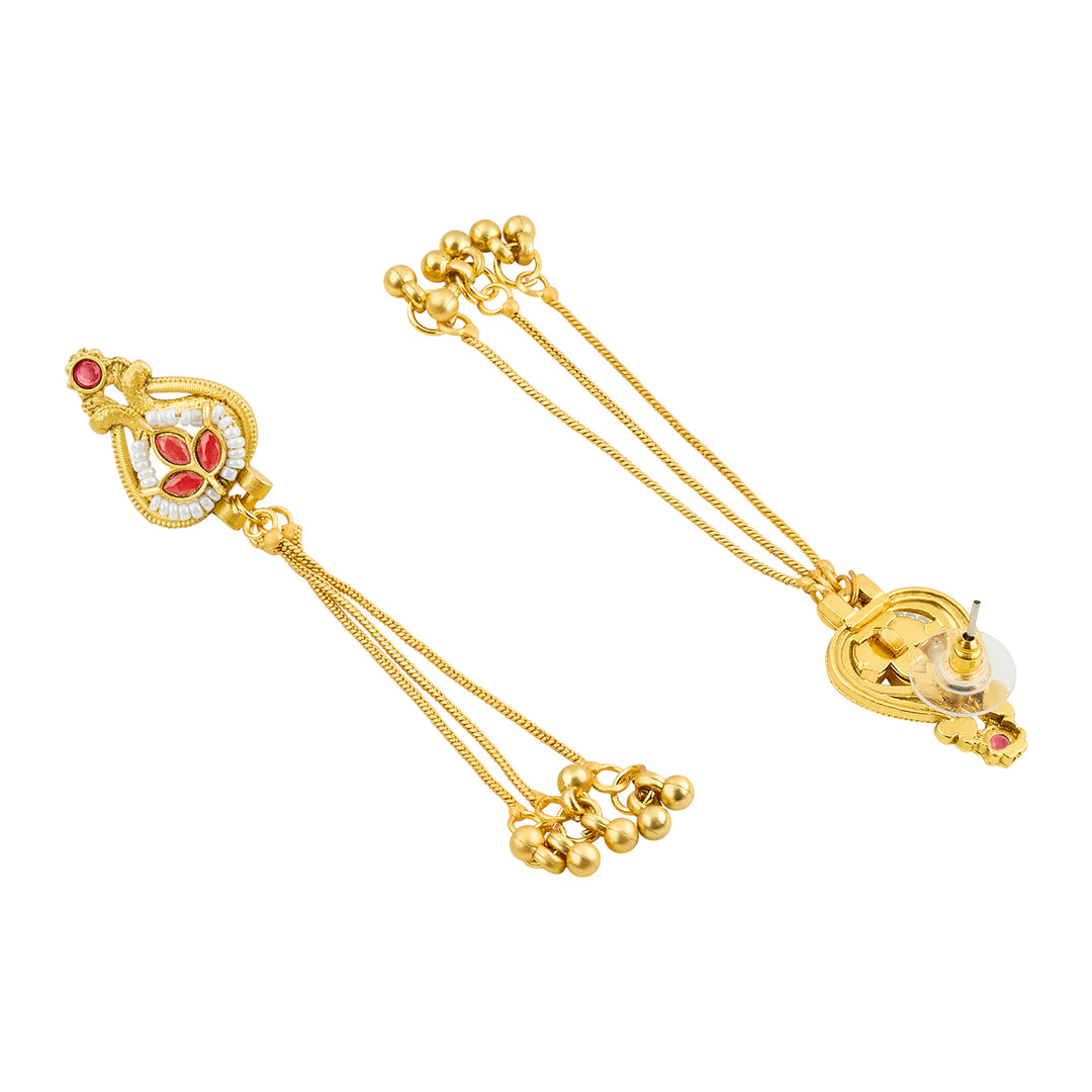 Teejh Aureya Red Stone Gold Danglers
