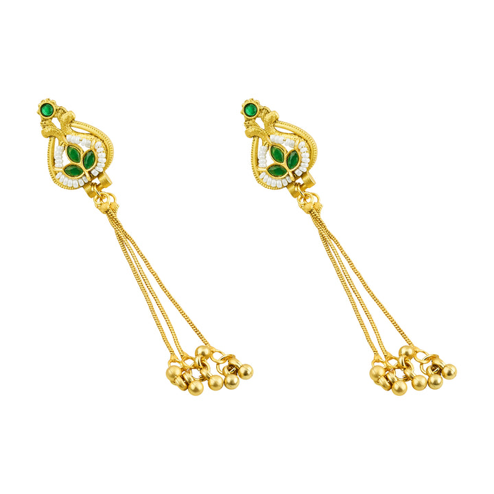 Teejh Aureya Green Stone Gold Danglers