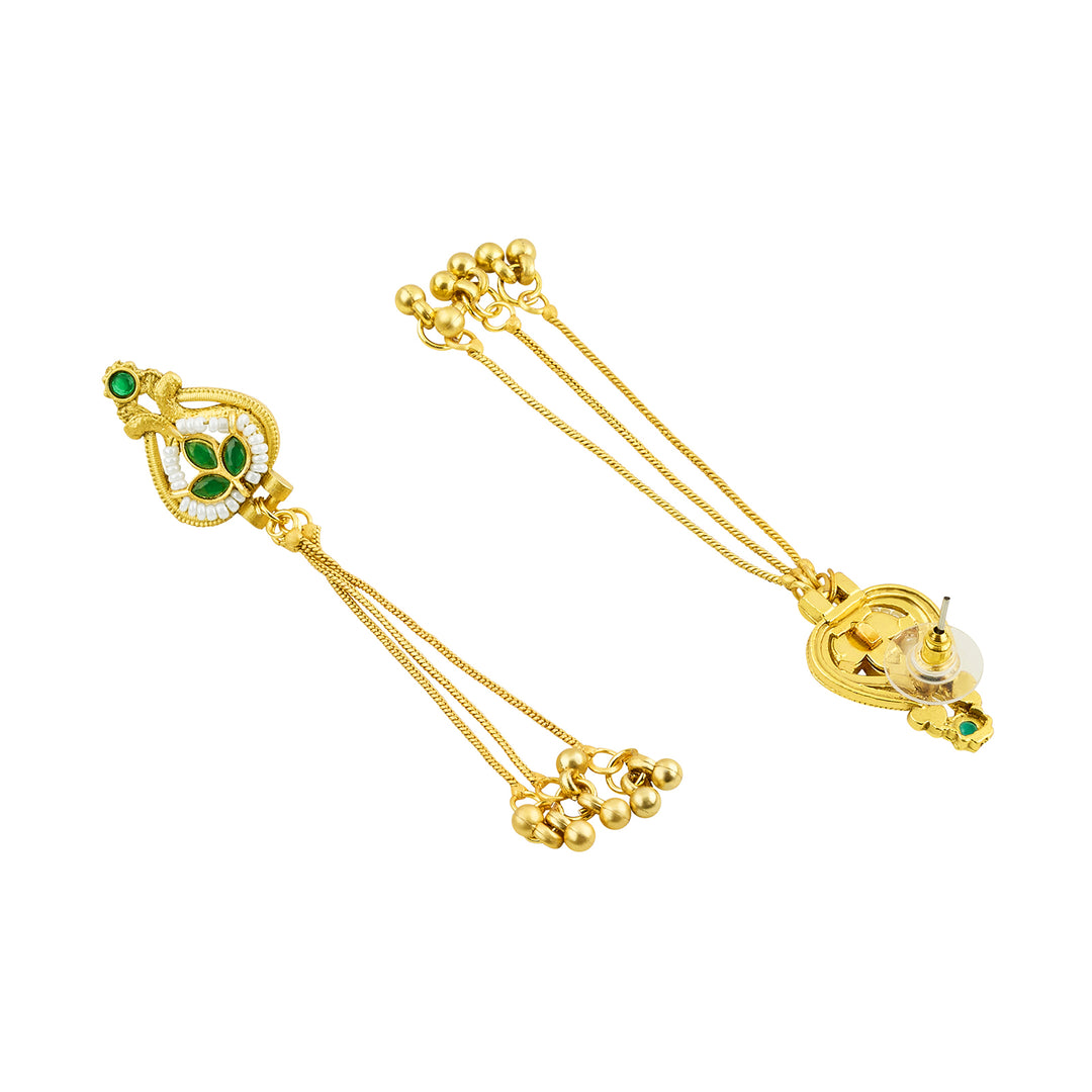Teejh Aureya Green Stone Gold Danglers