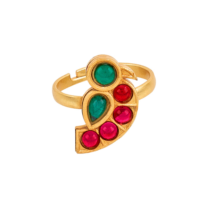 Teejh Aurum Gold Oxidised Stone Rings
