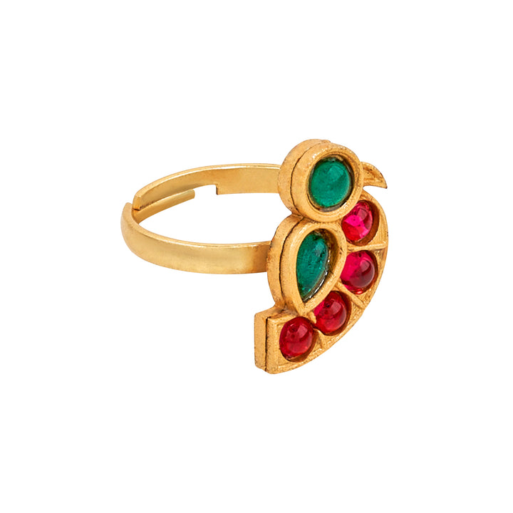 Teejh Aurum Gold Oxidised Stone Rings