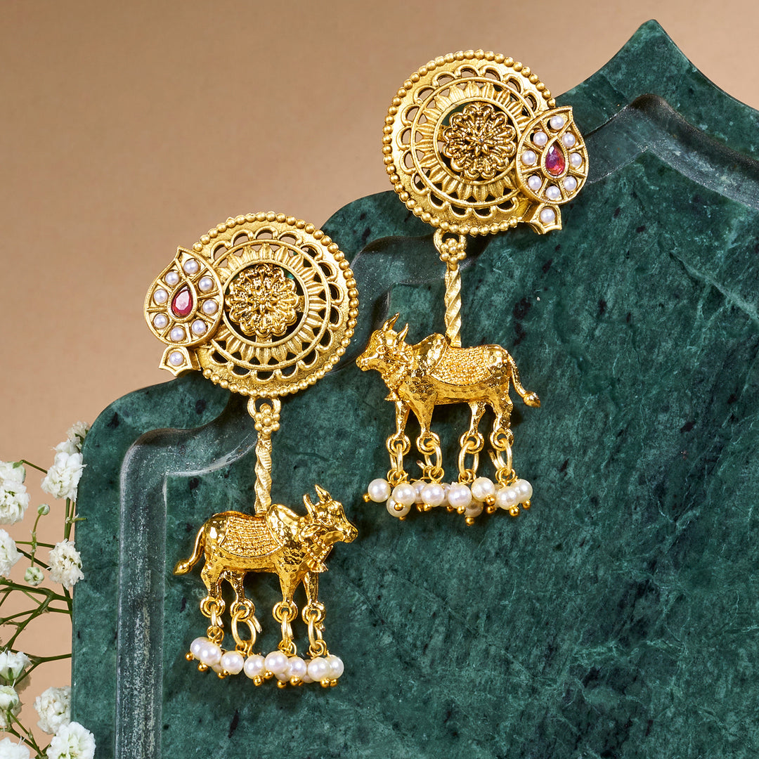 Teejh Dyuti Gold Danglers