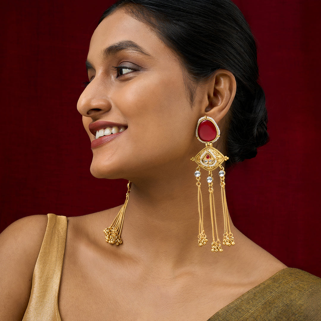 Teejh Kanira Red Gold Dangler Earrings