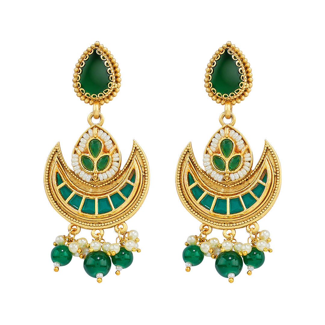 Teejh Dwana Gold Green Stones Necklace Set