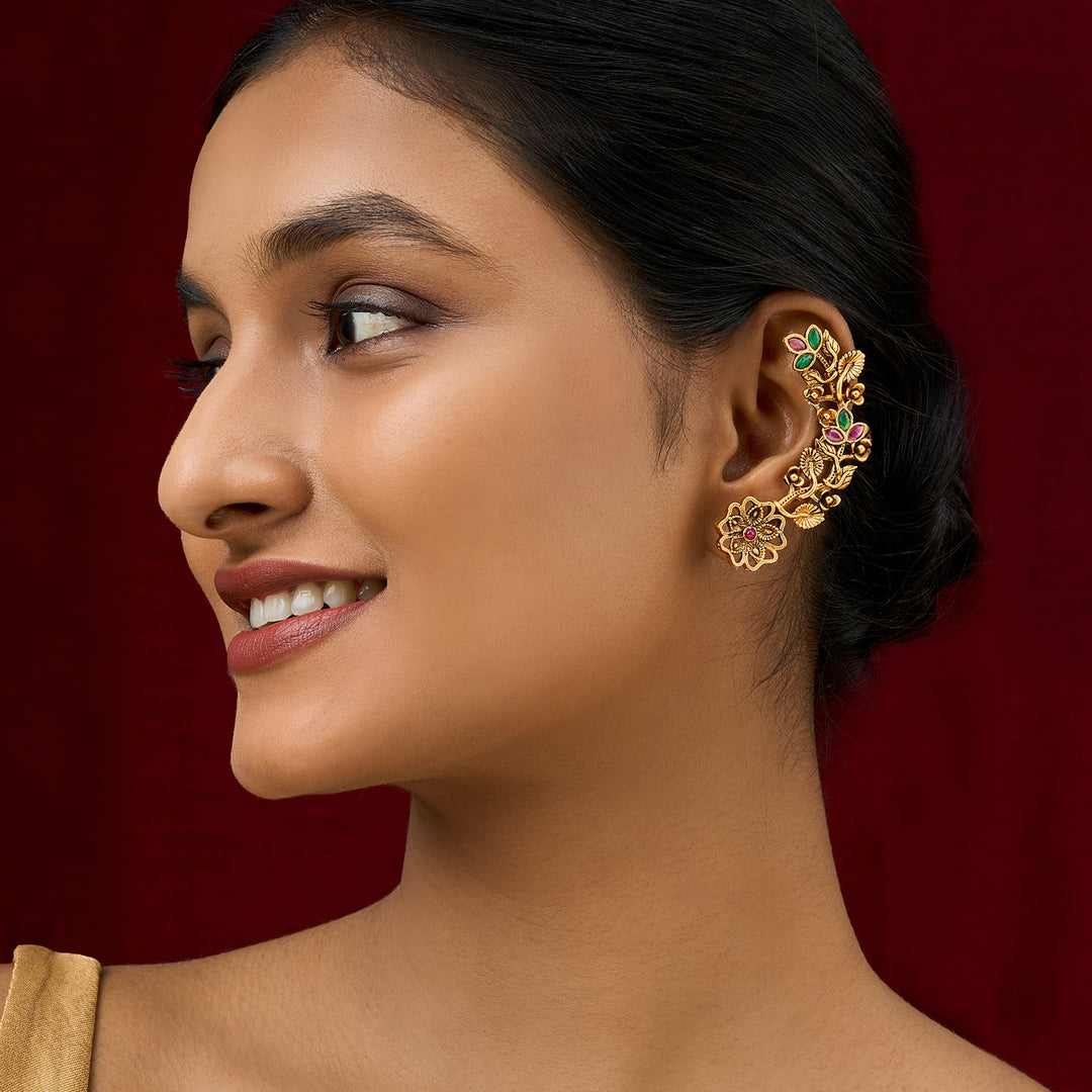 Teejh Phul Gold Stones Earcuffs