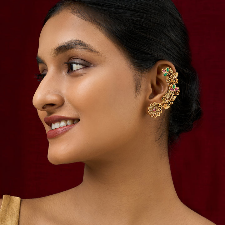 Teejh Phul Gold Stones Earcuffs