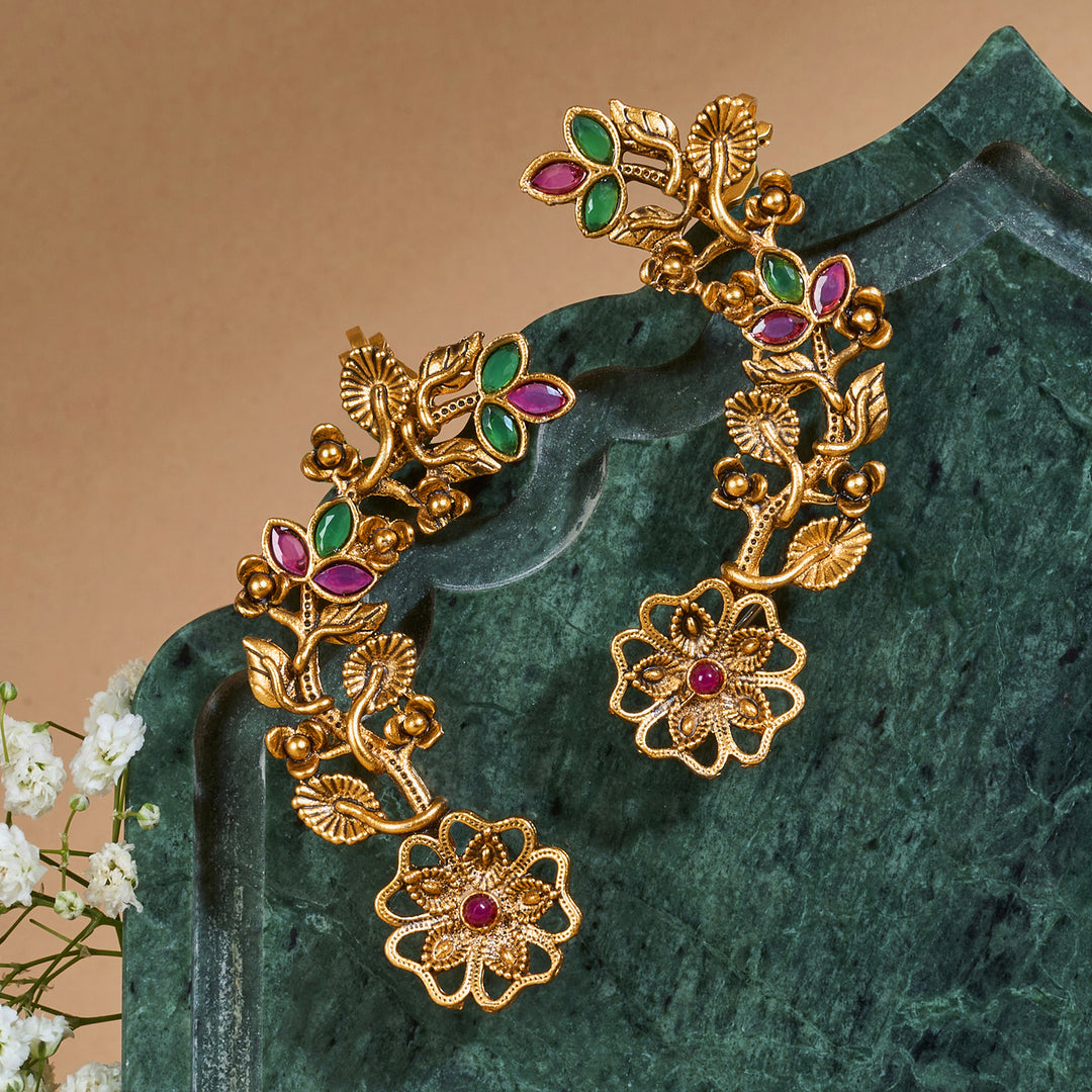 Teejh Phul Gold Stones Earcuffs