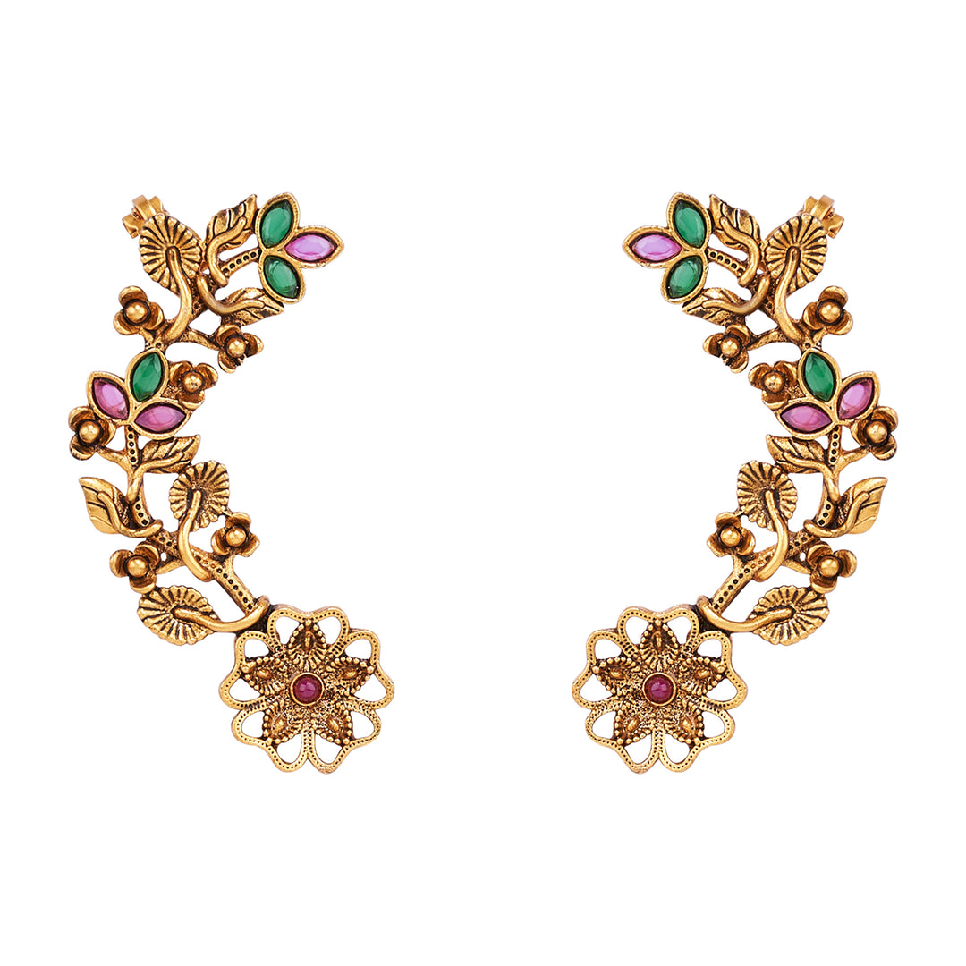 Teejh Phul Gold Stones Earcuffs