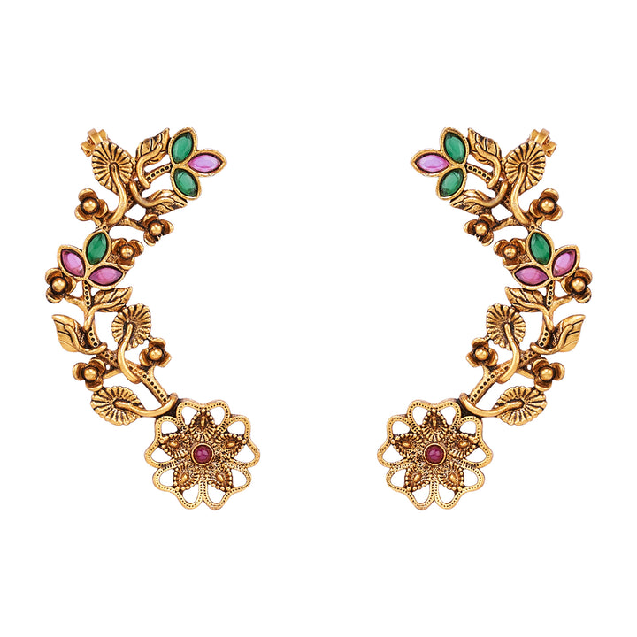 Teejh Phul Gold Stones Earcuffs