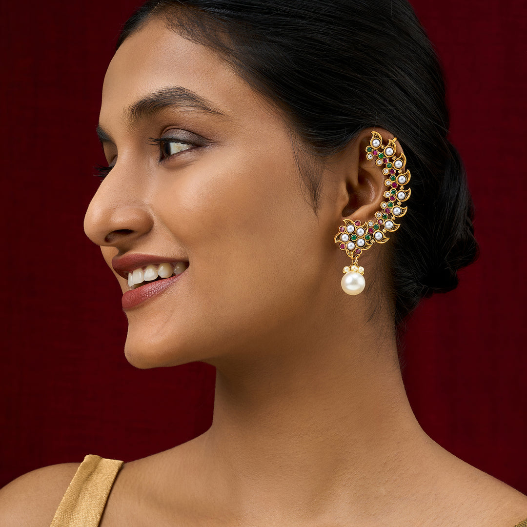 Teejh Zaray Gold Stones and Pearls Earcuffs