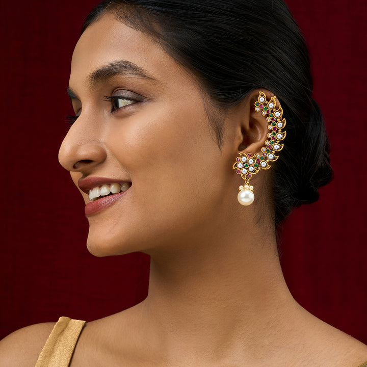 Teejh Zaray Gold Stones and Pearls Earcuffs