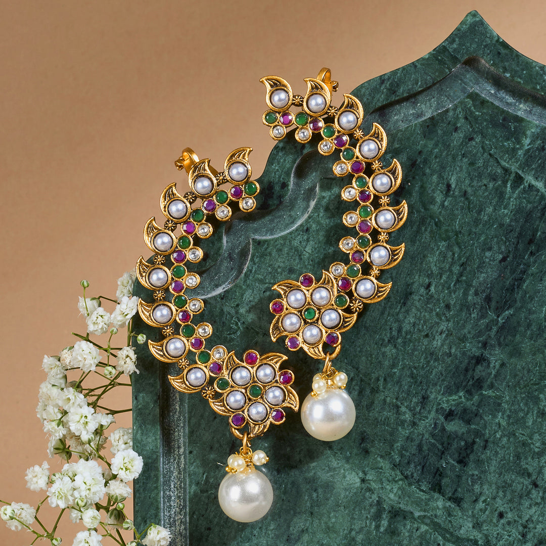 Teejh Zaray Gold Stones and Pearls Earcuffs