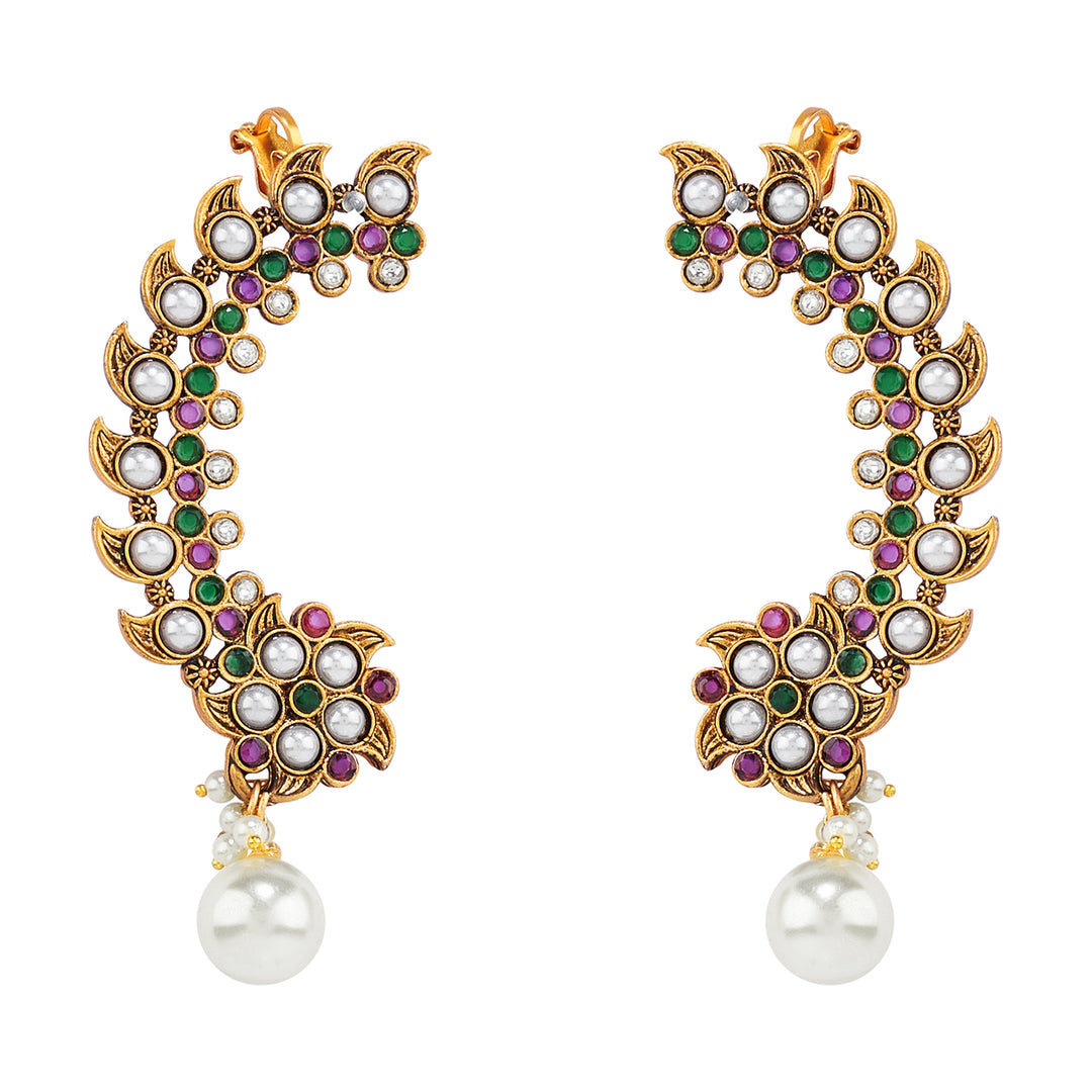 Teejh Zaray Gold Stones and Pearls Earcuffs