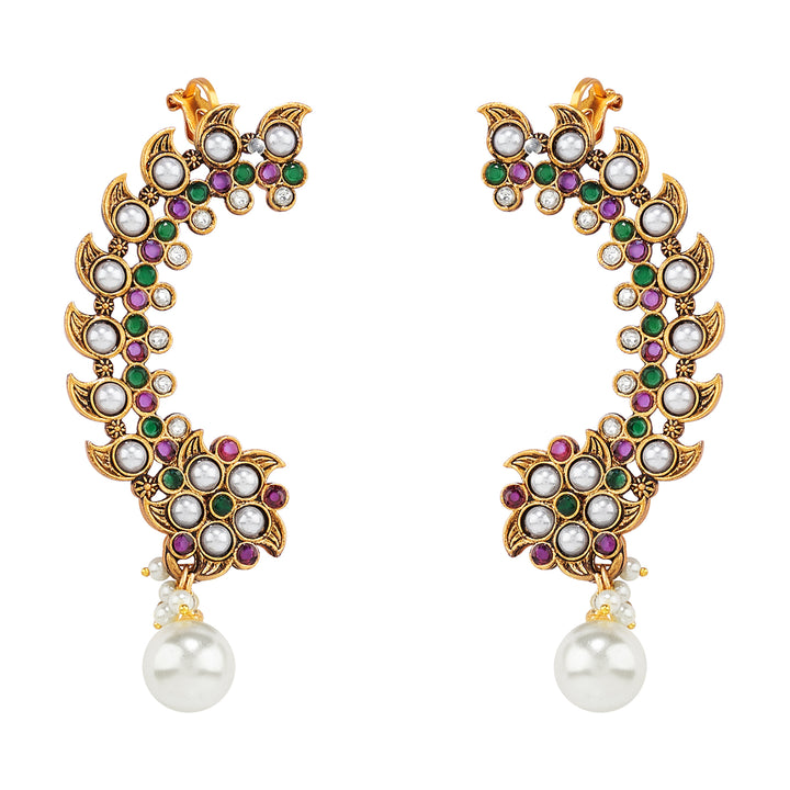 Teejh Zaray Gold Stones and Pearls Earcuffs