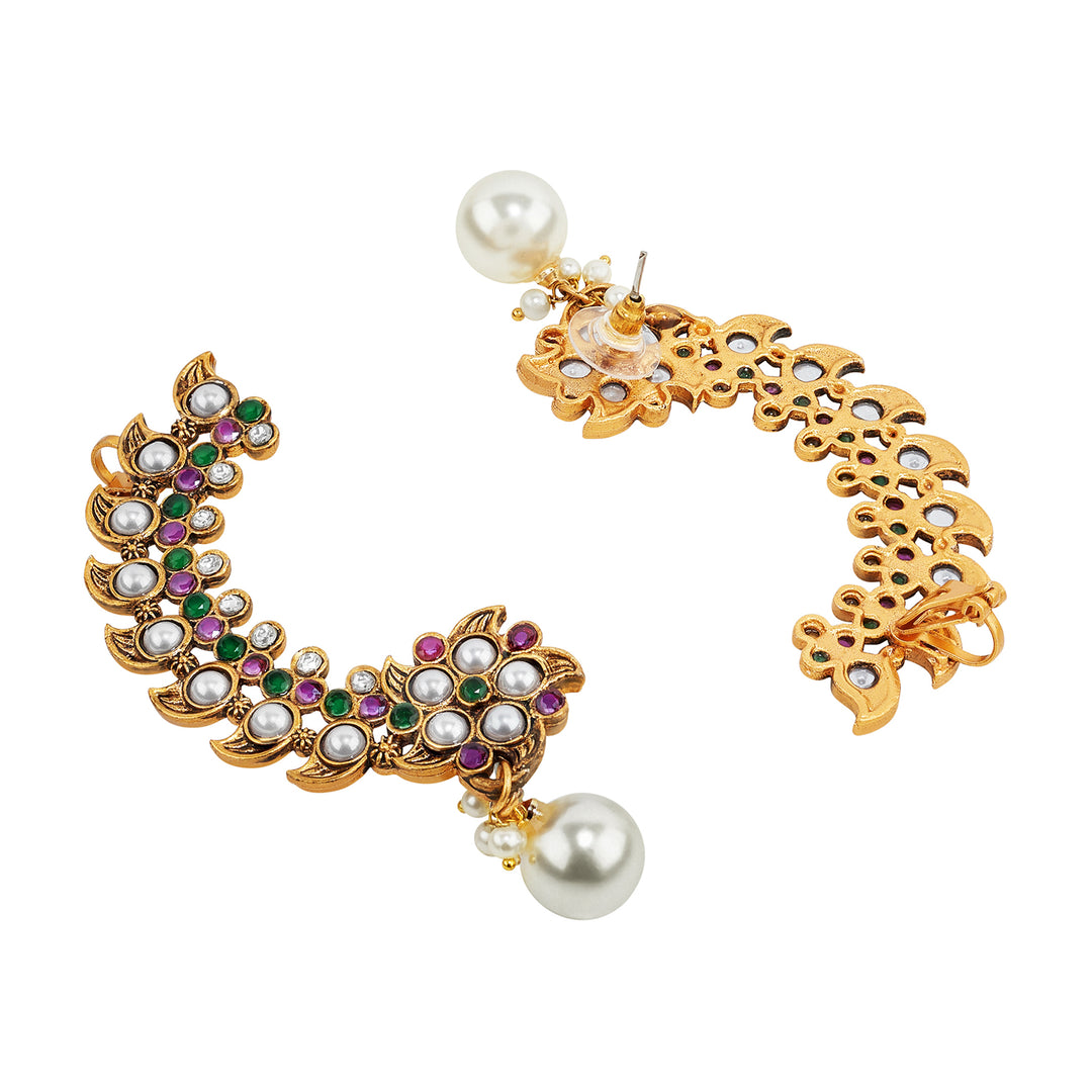 Teejh Zaray Gold Stones and Pearls Earcuffs