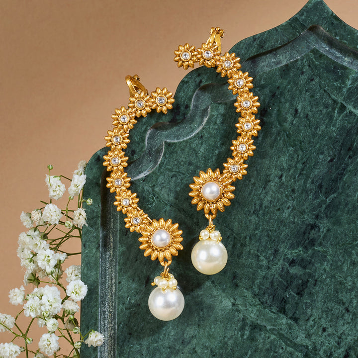 Teejh Anjuma Gold and Pearl Earcuff