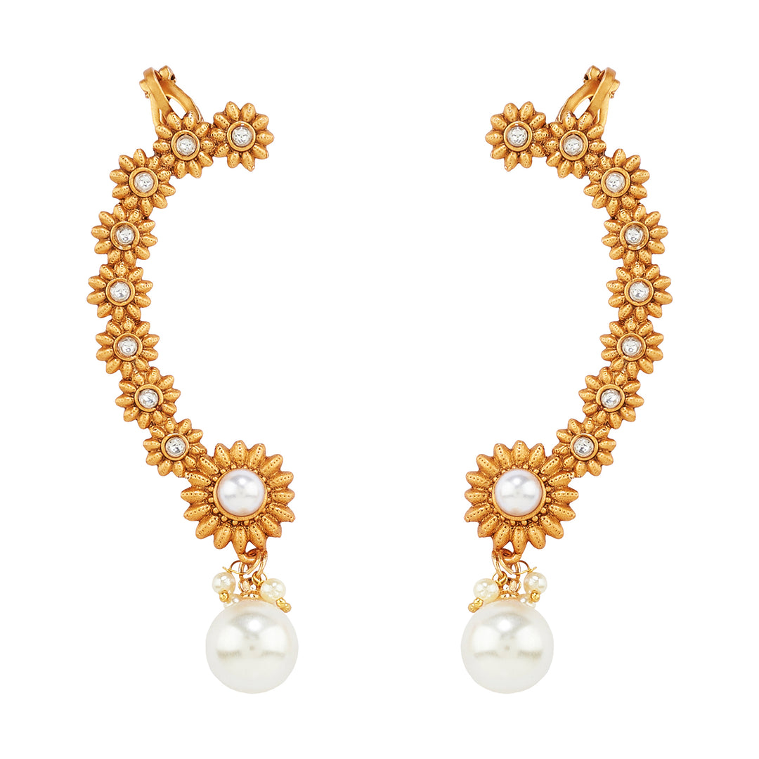 Teejh Anjuma Gold and Pearl Earcuff