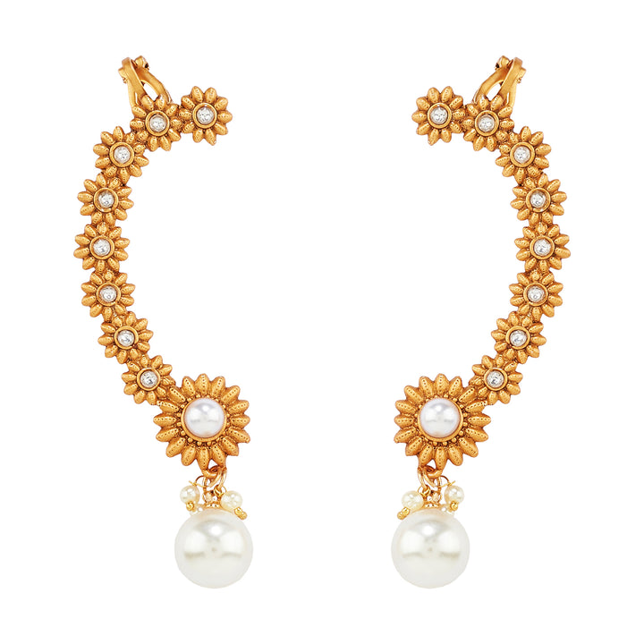 Teejh Anjuma Gold and Pearl Earcuff