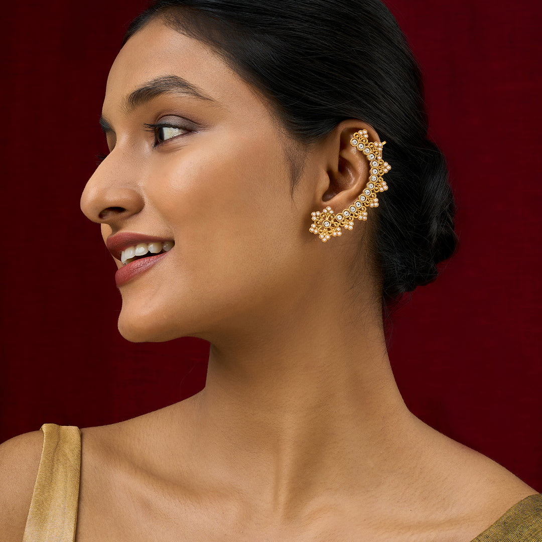 Teejh Shruya Gold and Pearl Earcuffs