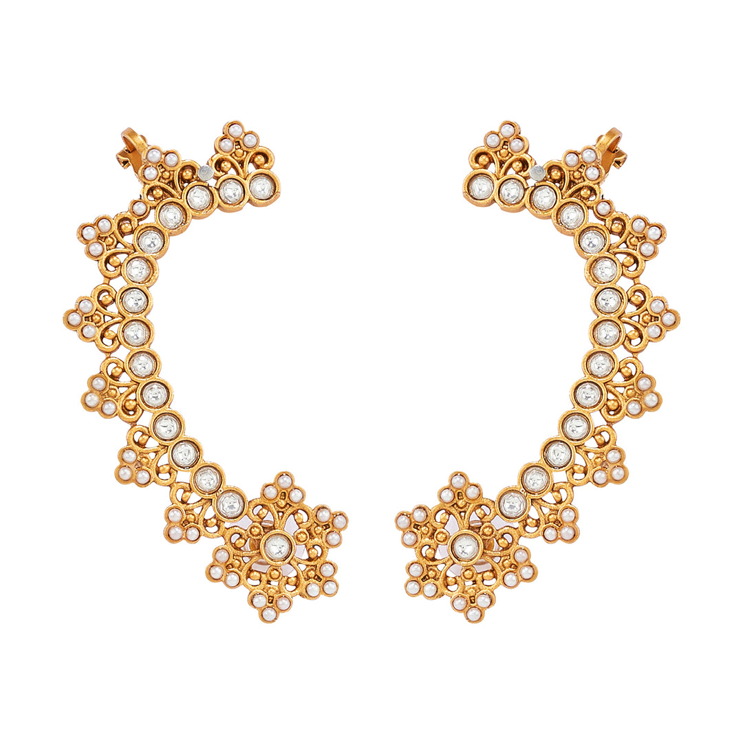 Teejh Shruya Gold and Pearl Earcuffs
