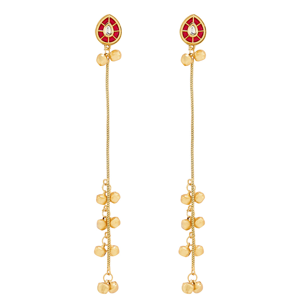 Teejh Kashni Red and Gold Ghungroo Danglers