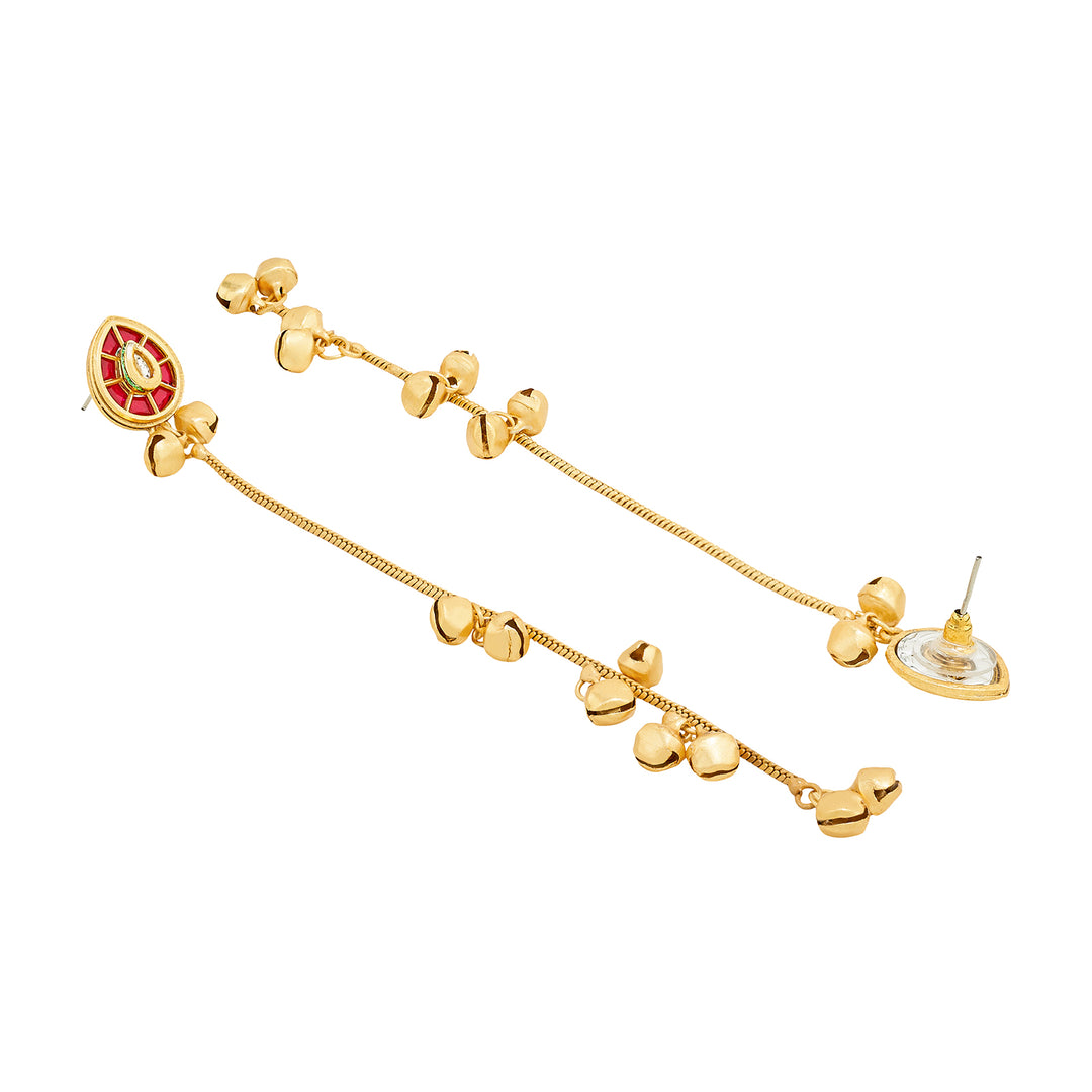 Teejh Kashni Red and Gold Ghungroo Danglers